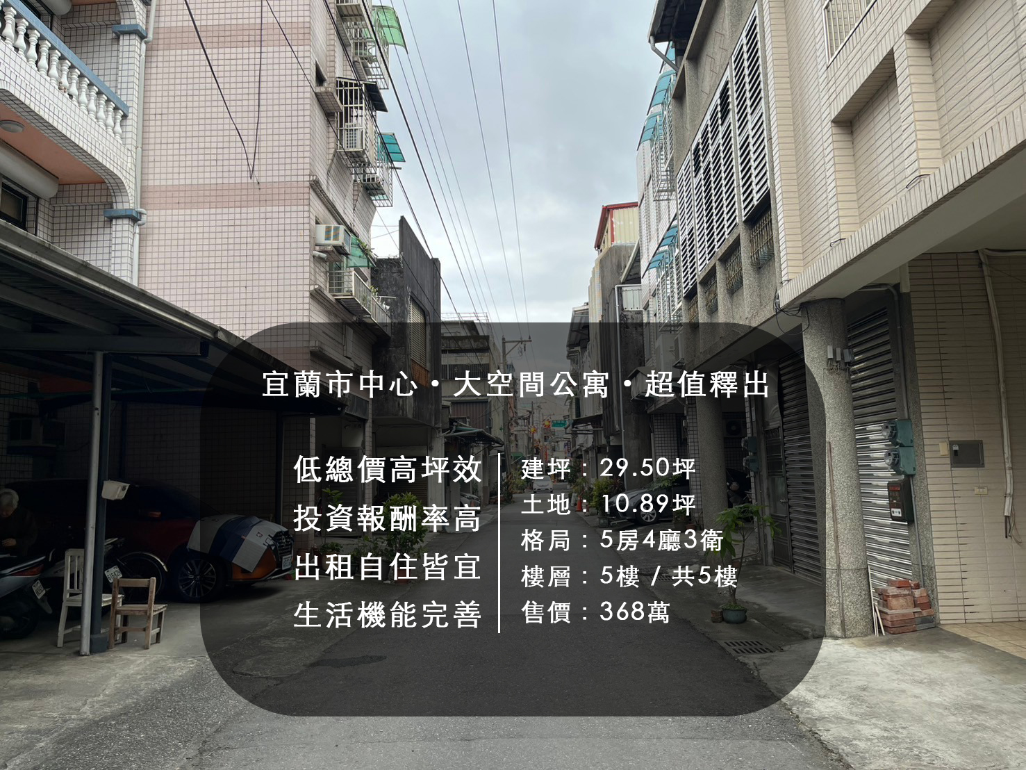 🎯 宜蘭市中心・大空間公寓・超值釋出！ 🎯